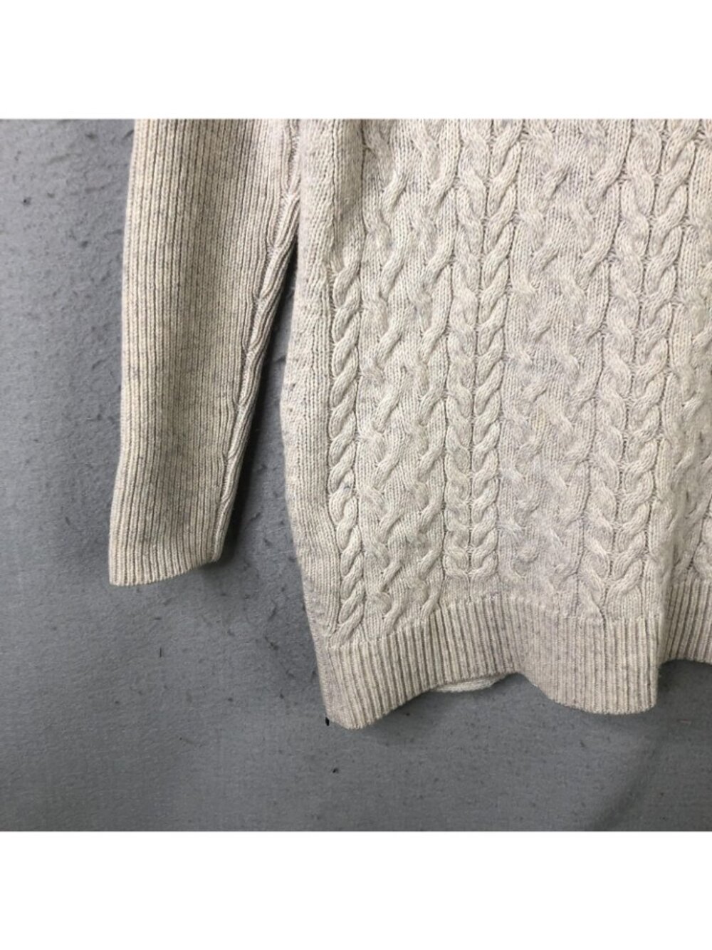 Athleta Sweater Women M Beige Cashmere Cable Knit Quiet Luxury Fisherman Neutral - Picture 9 of 16